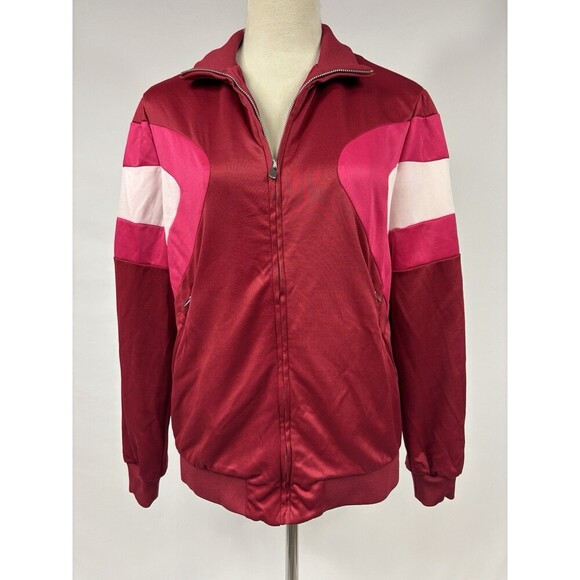 Maje Track Jacket Red Pink White Colorblock 40 Full Zip Front Retro Streetwear - Picture 3 of 13